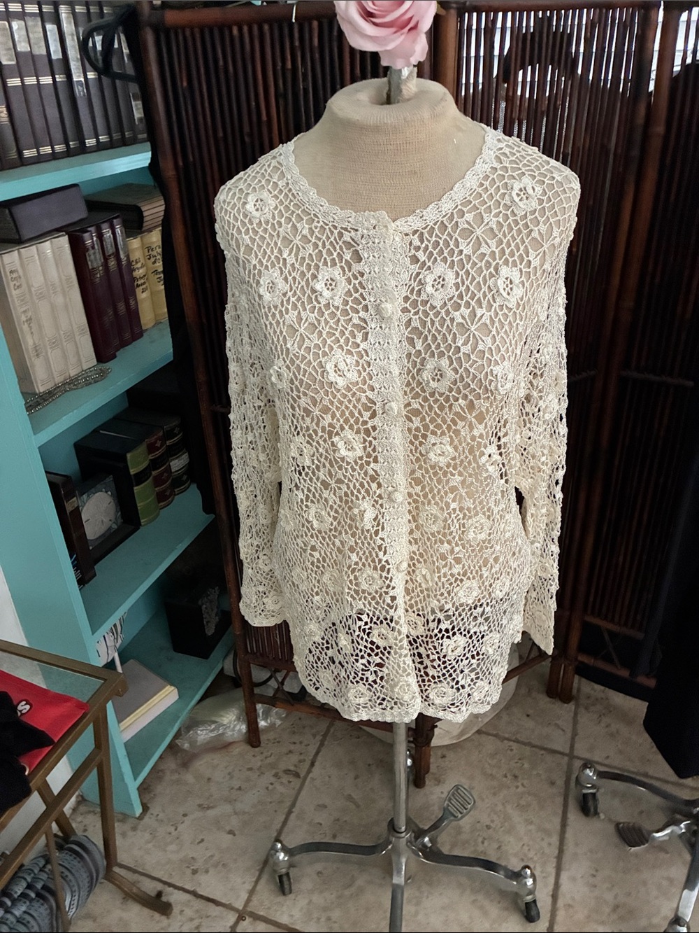 Olive handmade  crochet crochet cardigan sweater .